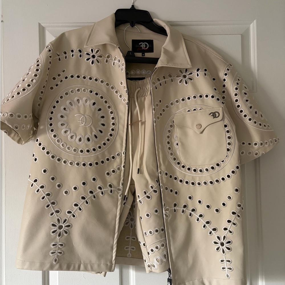 CASHAY VEGAN LEATHER ZIP-UP Set -Oat